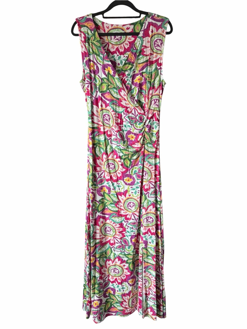 Soft Surroundings Floral Paisley Ruched Maxi Dress Size Medium - Picture 2 of 5